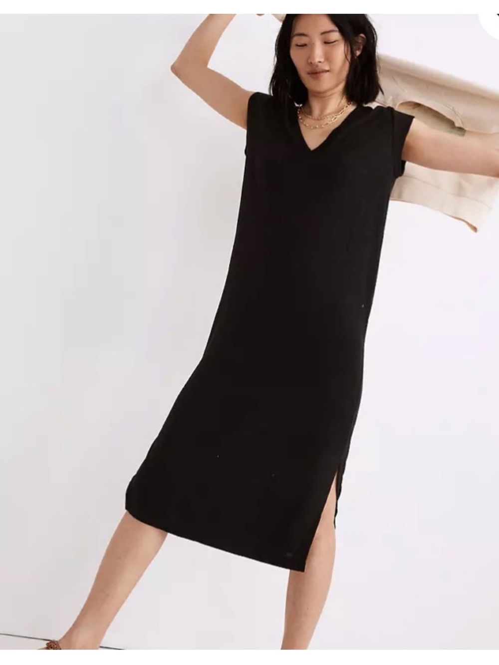 Madewell V-Neck Muscle Tank Dress Black Size Small MC967